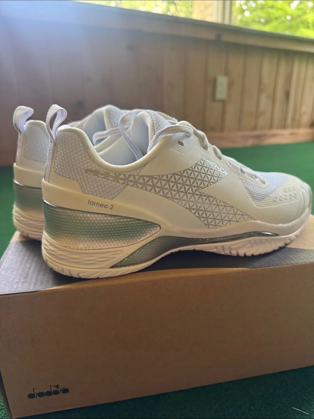 Diadora Women's White Athletic Sneakers with Light Gray Accents